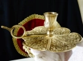 Викториански бронзов свещник,детелина,орнаменти. , снимка 6
