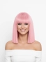 Нова Къса розова перука с бретон за аниме Хелоуин ежедневие Коса жени, снимка 5