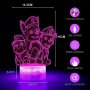 3D LED нощна лампа Paw Dog Patrol,16 цвята, които се променят с дистанционно управление, снимка 4