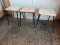 Дървени малки столчета с тръбни желязни крака, снимка 9