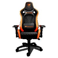 Геймърски стол COUGAR Armor S Ергономичен геймърски стол Черно - оранжев Дишащата PVC кожа, снимка 1 - Столове - 33391490