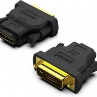 BENFEI DVI към HDMI двупосочен DVI(DVI-D) към HDMI мъжки към женски адаптер с позлатени конектори, снимка 1 - Кабели и адаптери - 40118248