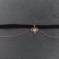 Чокър с висулка сърце с перла и синджири, снимка 3 - Колиета, медальони, синджири - 35532897