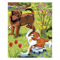 Рисуване по номера с цветни моливи, Куче и коте, 22х30см Код: CPN3, снимка 1 - Рисуване и оцветяване - 43269039