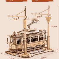 Нов 3D Дървен Пъзел Трамвай 28 Лисабон Механичен Модел 374 Части, снимка 4 - Образователни игри - 43408207