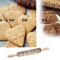 Дървена точилка, с релефни шарки за бисквитки, тесто, фондан Великден, снимка 1 - Форми - 26849086