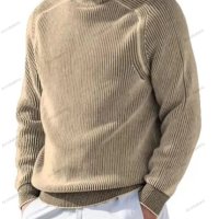 Ежедневен мъжки моден трикотажен пуловер с висока яка и дълги ръкави, 5цвята - 023, снимка 3 - Пуловери - 43120852