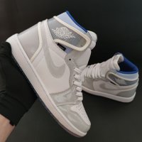 Nike Air Jordan 1 High Zoom White Blue Нови Оригинални Обувки Размер 43 Номер Кецове Маратонки, снимка 6 - Кецове - 39460719