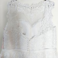 Сватбена рокля от тюл с А-силует илюзия до коляното с лъка(и), снимка 11 - Сватбени рокли - 36687033