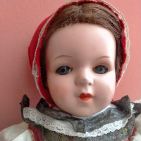 Колекционерска кукла народна носия Чехословакия ретро Celluloid 35 см, снимка 12 - Колекции - 44934272