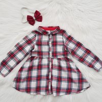 Детска карирана рокля H&M 9-12 месеца, снимка 3 - Бебешки рокли - 43192645