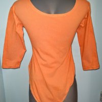 Памучно еластично боди в цвят Портокал / оранжево боди , снимка 4 - Блузи с дълъг ръкав и пуловери - 28332488