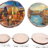 Нови 45 броя дървен кръг диск за Направи си сам Изкуство Занаят Украса, снимка 2 - Други - 39344963