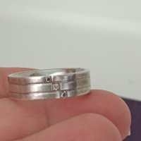 сребърен пръстен халка с камъни Буква АЖ, снимка 5 - Пръстени - 43985116