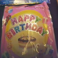 Украса за рожден ден Балони от фолио с надпис Happy Birthday 40 см, снимка 2 - Други - 33635781