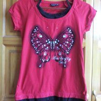 Червена тениска пеперуда, снимка 1 - Детски тениски и потници - 36871265