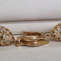 Златни обеци 14к с диаманти , снимка 6 - Обеци - 43196106