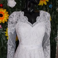 къса булчинска сватбена рокля с ръкави, снимка 11 - Сватбени рокли - 39215906