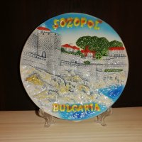 Сувенирна чиния с крепостната стена в Созопол, снимка 2 - Морски сувенири - 32348952