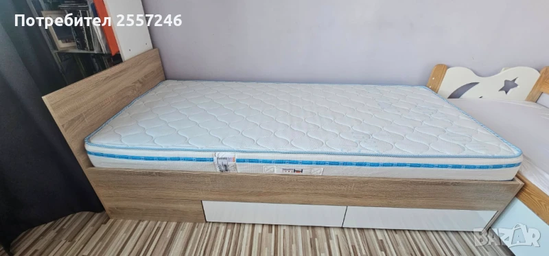 единично легло с подматрачна рамка и матрак, снимка 1