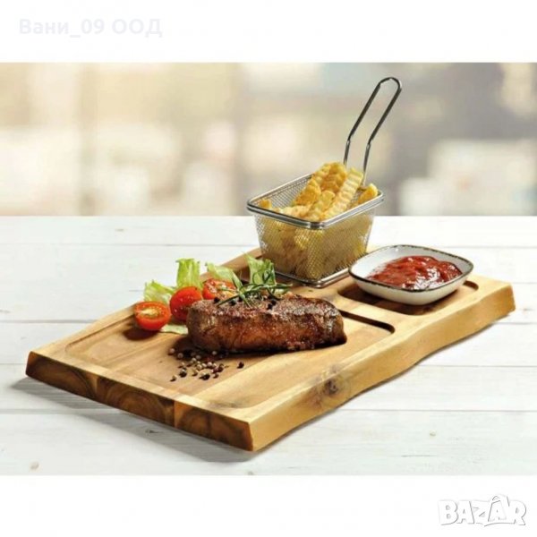 Стабилно плато за сервиране от акациево дърво, снимка 1