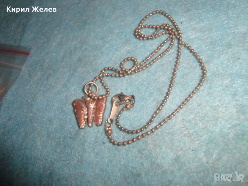 КРАСИВА ФИНА НЕЖНА ПЕПЕРУДКА ФИГУРАЛЕН АРТ МЕДАЛЬОН с ВЕРИЖКА ПОСРЕБРЕН ПЕНДАНТ 27156, снимка 1