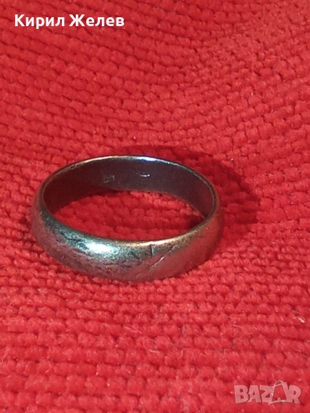 СТАР АНГЛИЙСКИ СРЕБЪРЕН ВИНТИДЖ ПРЪСТЕН ЛАКИРАНО СРЕБРО 925 Тип ХАЛКА РЪЧНА ИЗРАБОТКА 39991, снимка 1