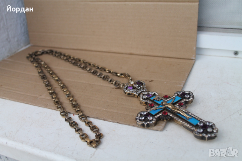 Сребърен епископски кръст с позлата, снимка 1
