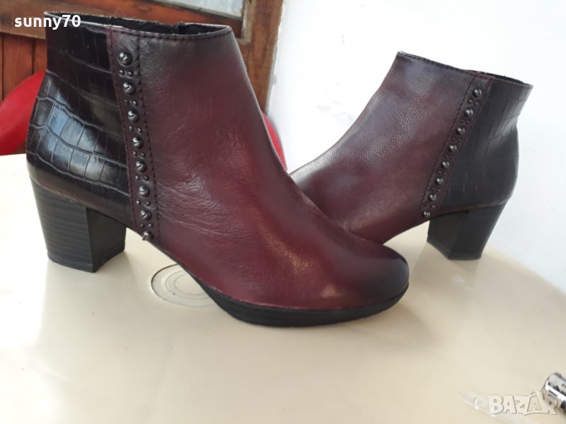  Боти естествена кожа Marko Tozzi цвят бордо и патладжан , снимка 1