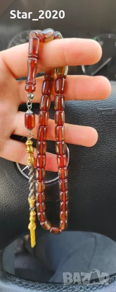 Броеница от огън кехлибар -01, снимка 1