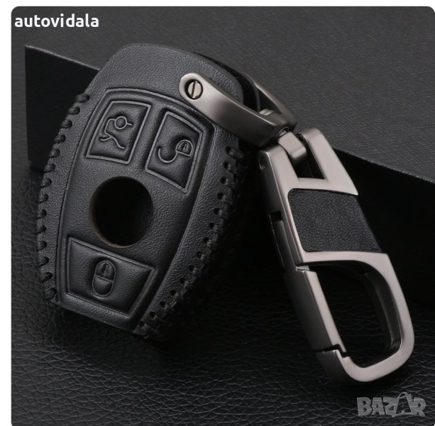 Кожен кейс за ключ мерцедес черен, снимка 1