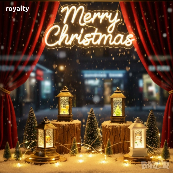 LED Коледен фенер с падащ сняг – топлина, уют и празнично настроение във всеки дом, снимка 1