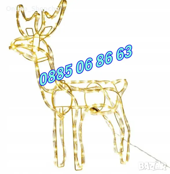 Коледен светещ елен, коледна украса, жълта светлина , снимка 1