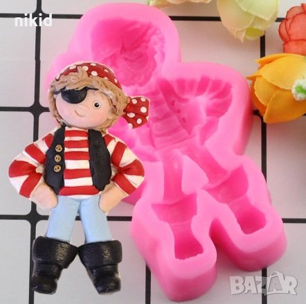 Момче пират силиконов молд форма декорация торта мъфини украса, снимка 1