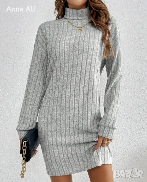 Ежедневна, рипсена рокля в сив цвят , снимка 1