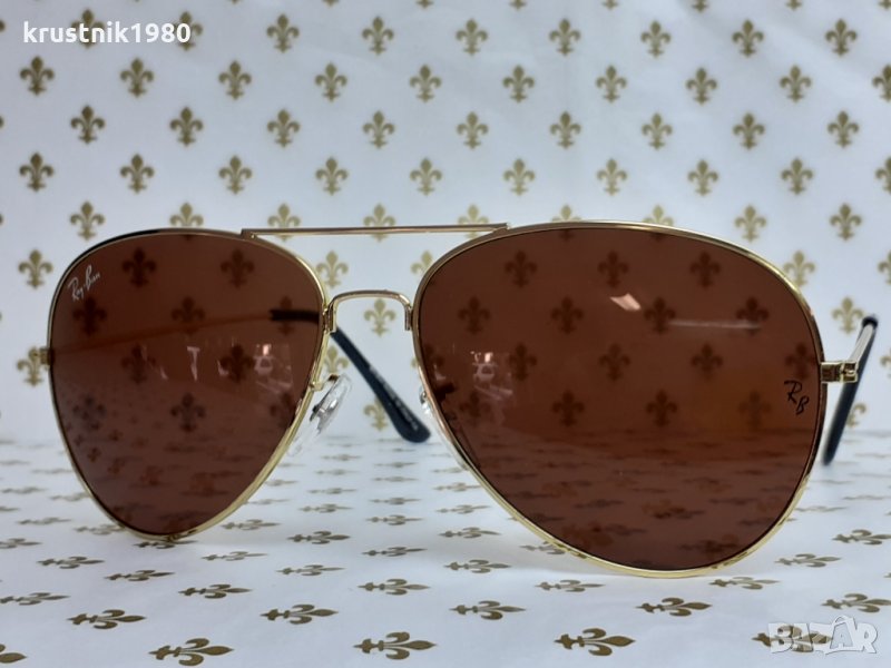 Р 15  Унисекс слънчеви очила 3026 златиста рамка кафяви стъкла , снимка 1