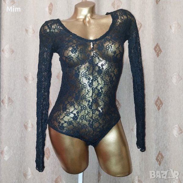  Резервирани М Черно дантелено боди , снимка 1