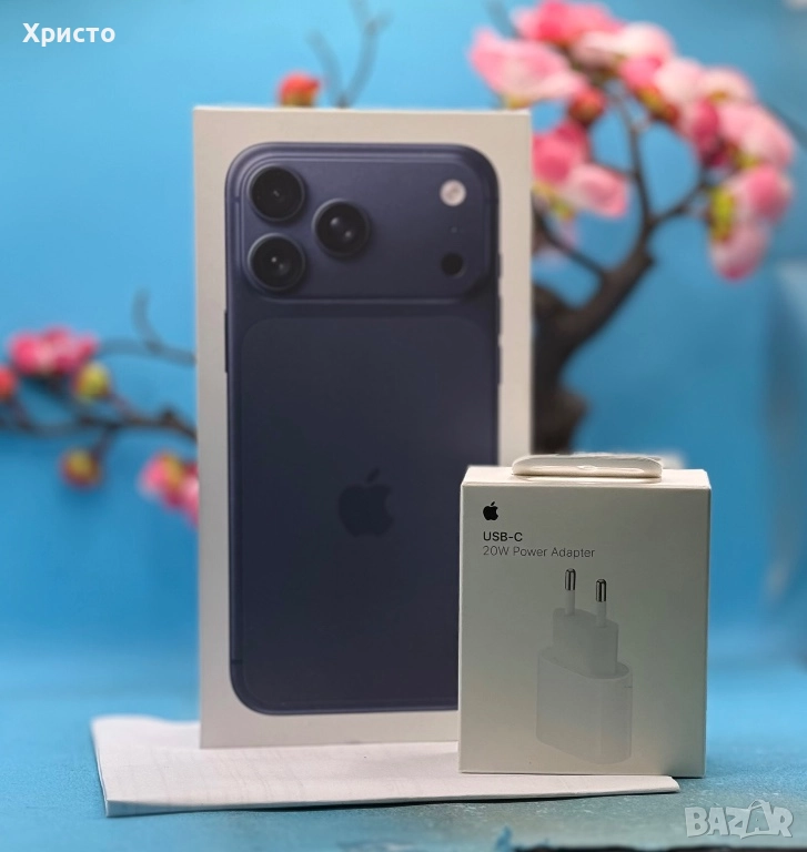 НОВ!!! Apple iPhone 17 Pro Max, 512GB, 5G, Deep Blue + подарък оригинален адаптер Apple, снимка 1