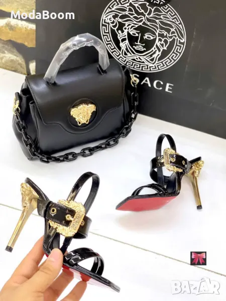 Versace дамаски обувки на ток + чанта Два цвята , снимка 1