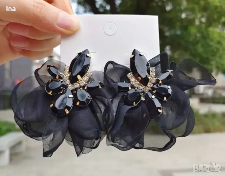 Обеци черни кристали, снимка 1