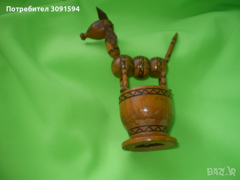 Стара играчка ръчно направено дървено магаре , снимка 1