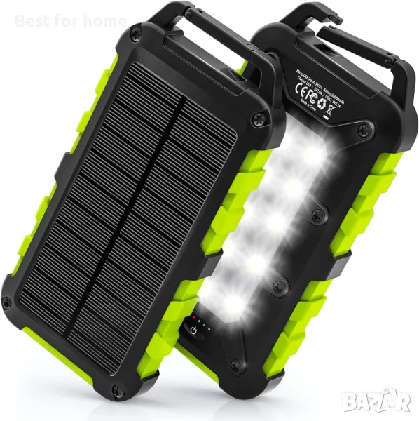  Преносимо слънчево зарядно с 3 изхода и 10 LED фенерчета, снимка 1