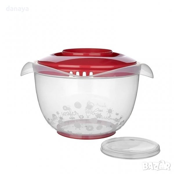 3065 Голяма купа за миксер с капак и отвор против пръскане, 3 литра, снимка 1
