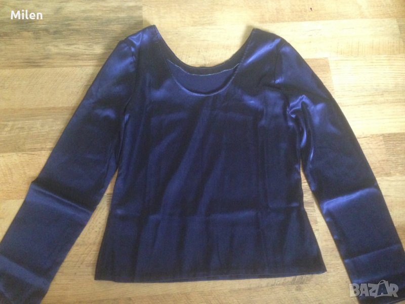 Сатенена синя блуза, снимка 1