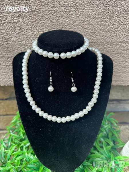 Перлен комплект от обеци, гривна и колие, снимка 1