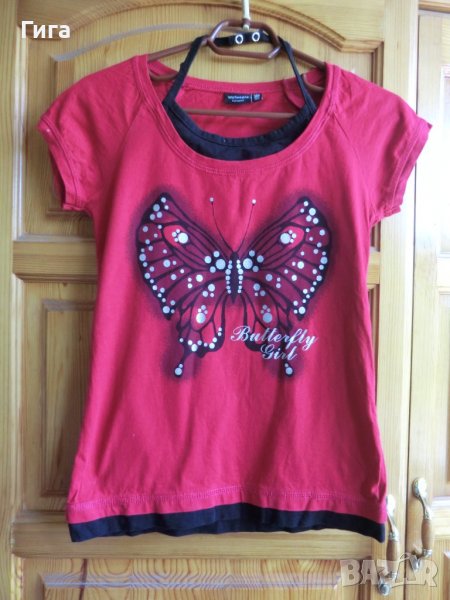 Червена тениска пеперуда, снимка 1