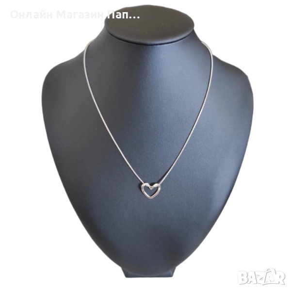 Фино синджирче със „змийска плетка“ и усукано сърчице – цинкова сплав, снимка 1