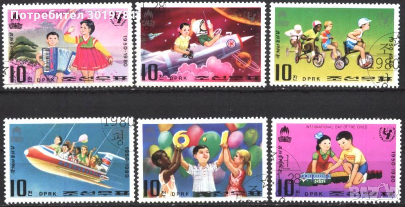 Клеймовани марки Деца, Детски игри, Ден на детето 1980 от Северна Корея КНДР, снимка 1