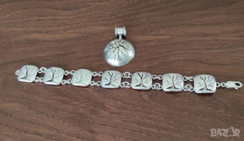 Сребърни гривна и висулка "Дървото на живота ", снимка 1