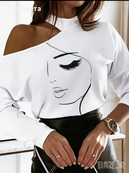 Дамска модерна блузка в бял цвят , снимка 1